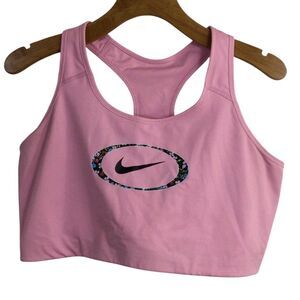 Nike Womens Compression Pink Floral Medium Support Sports Bra Pink Size 3X Plus